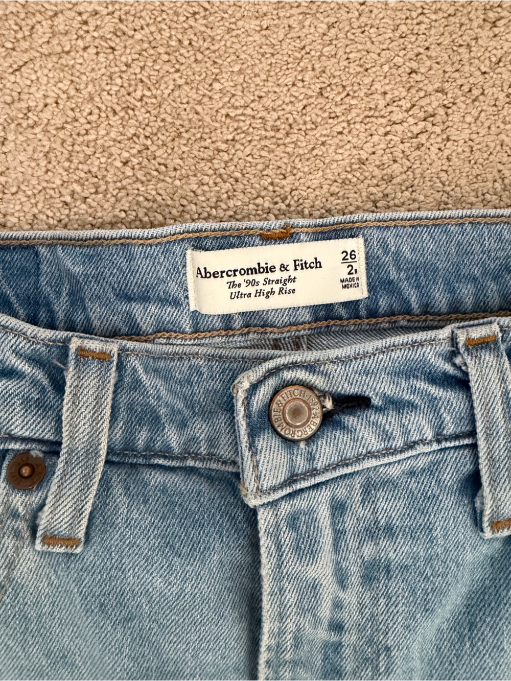 Abercrombie & Fitch Light Blue Women's Straight Leg Jeans - Picture 2 of 3